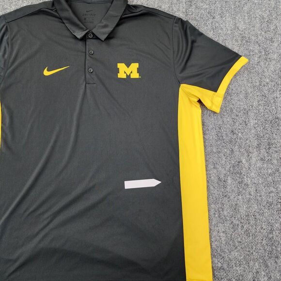 Michigan Wolverines Polo Shirt Mens XXL Nike Anthracite Classic Performance - Picture 13 of 16